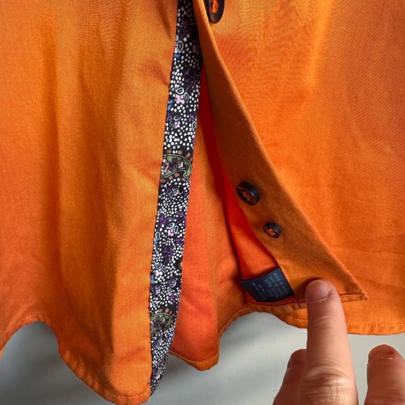 Blu by Polifroni Men's Long Sleeve Casual Dress Shirt Burnt Orange XL Flip Cuffs - Picture 5 of 16